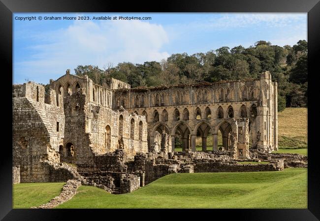 Rievaulx Abbey from the southeast Framed Print by Graham Moore