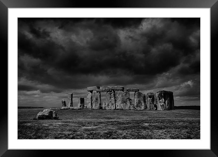 Stonehenge, with dramatic sky Framed Mounted Print by Graham Moore