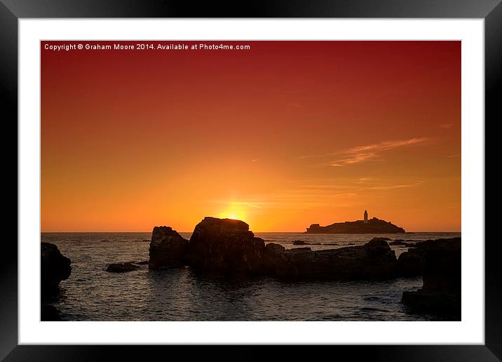 Godrevy sunset Framed Mounted Print by Graham Moore
