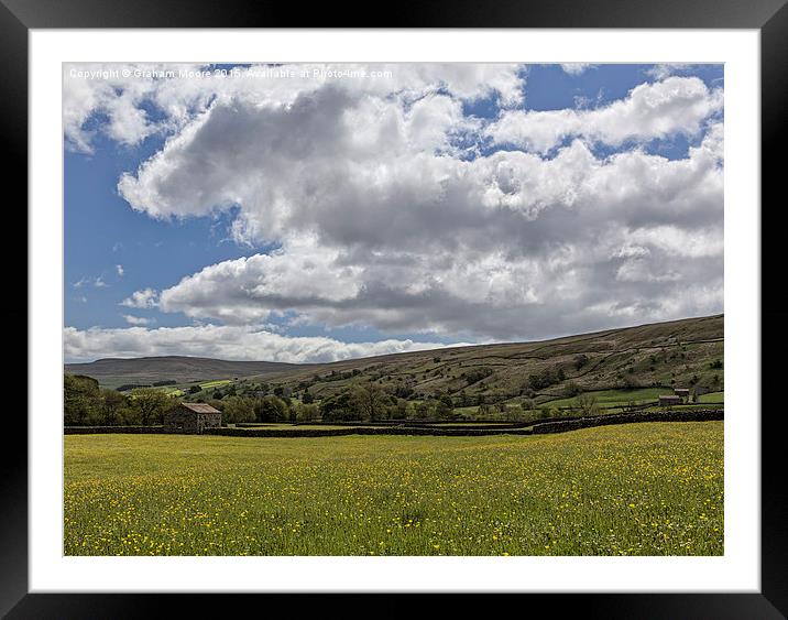 Muker meadows big sky Framed Mounted Print by Graham Moore