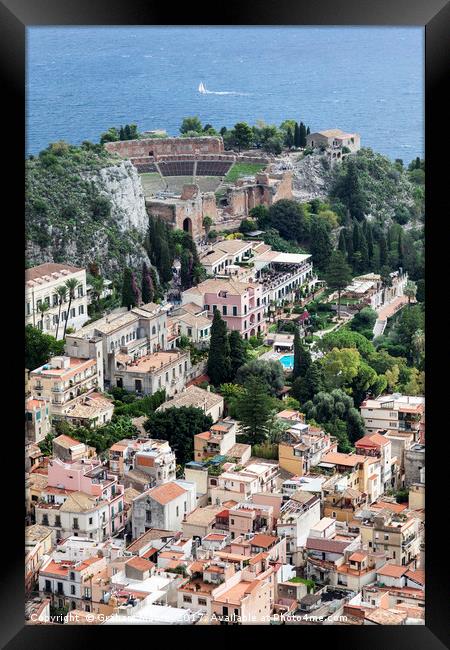 Taormina Sicily town Framed Print by Graham Moore