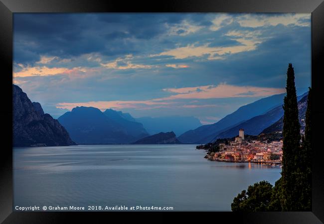 Malcesine in the evening Framed Print by Graham Moore