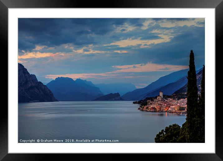 Malcesine in the evening Framed Mounted Print by Graham Moore