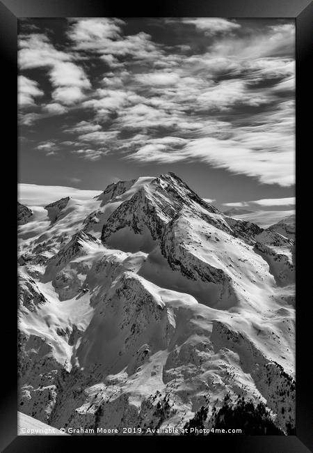 La Plagne monochrome Framed Print by Graham Moore