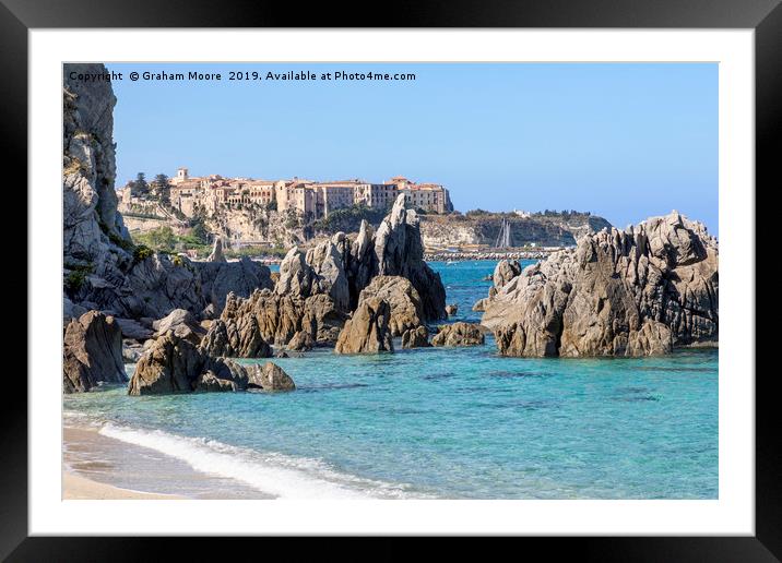 Tropea from beach Framed Mounted Print by Graham Moore