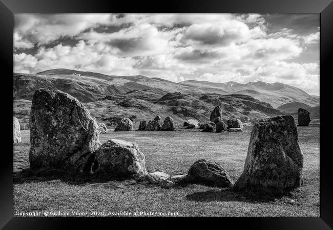 Castlerigg and High Rigg monochrome Framed Print by Graham Moore
