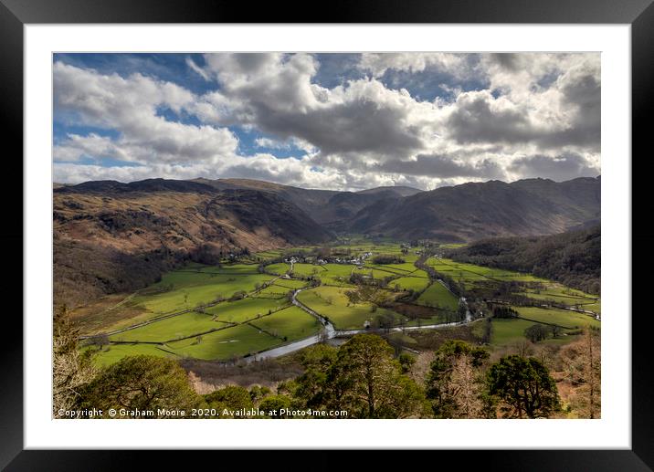 Borrowdale from Castle Crag Framed Mounted Print by Graham Moore