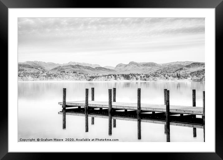 Lake Windermere monochrome Framed Mounted Print by Graham Moore