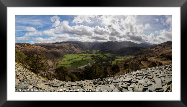 Borrowdale from Castle Crag panorama Framed Mounted Print by Graham Moore