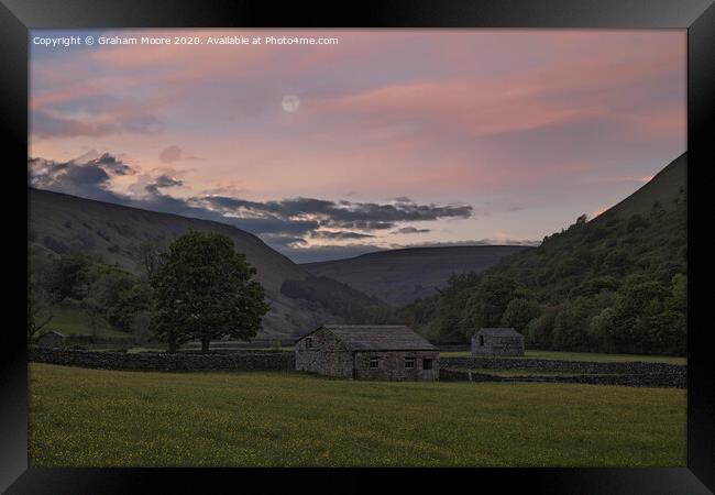 Swaledale at dusk Framed Print by Graham Moore