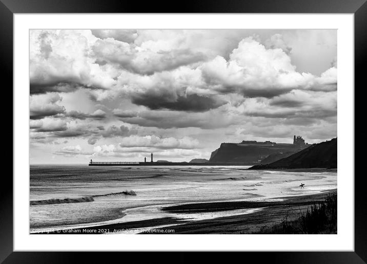 Whitby surfer Framed Mounted Print by Graham Moore