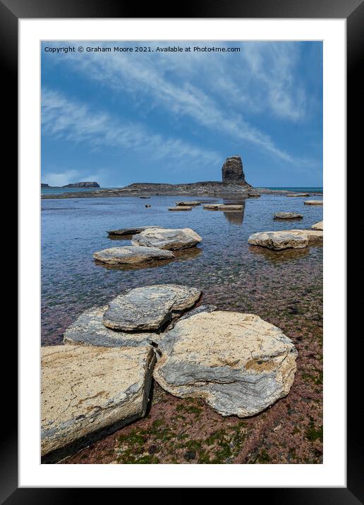 Black Nab and rocks Framed Mounted Print by Graham Moore