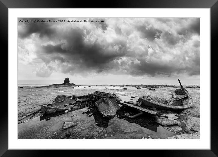 Black Nab and wreck monochrome Framed Mounted Print by Graham Moore