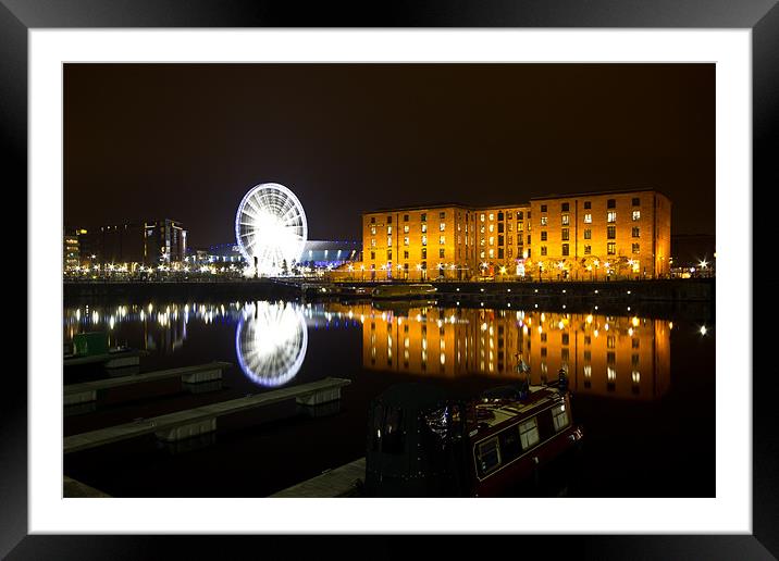 Liverpool wheel reflected in Albert Dock Framed Mounted Print by Paul Farrell Photography