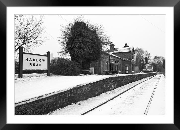 Snowy Hadlow Road railway station Framed Mounted Print by Paul Farrell Photography