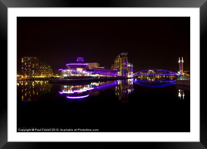Salford Quays at night Framed Mounted Print by Paul Farrell Photography