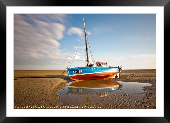 Meols beach sailing boat Framed Mounted Print by Paul Farrell Photography