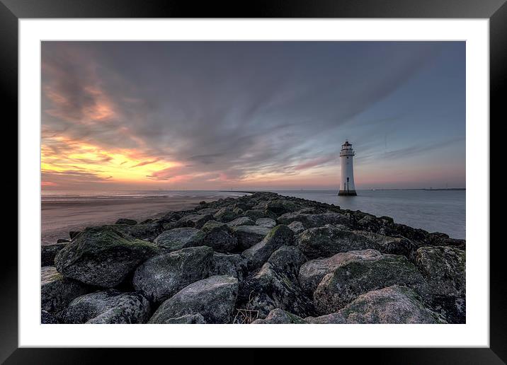 Perch Rock lighthouse after sunset Framed Mounted Print by Paul Farrell Photography