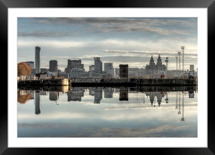 Liverpool skyline reflected Framed Mounted Print by Paul Farrell Photography