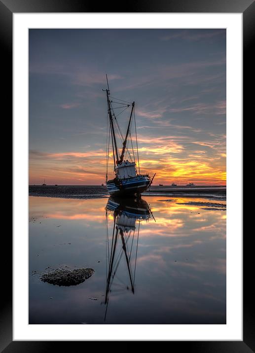 Sunset reflections at Meols Framed Mounted Print by Paul Farrell Photography
