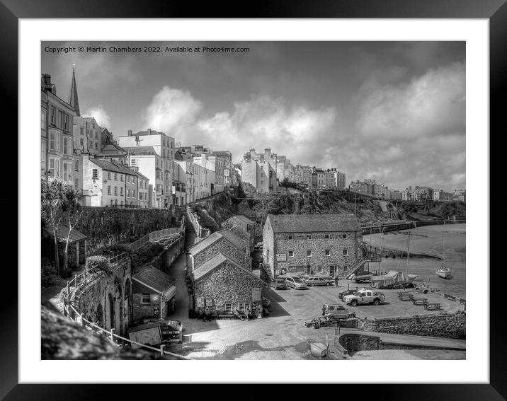 The Sailing Club Tenby, Black and White Framed Mounted Print by Martin Chambers