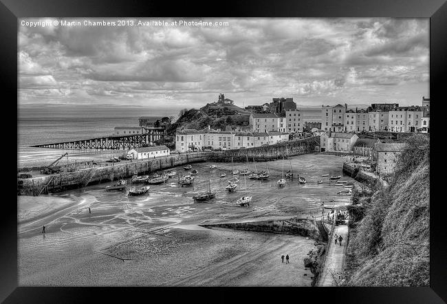 Tenby in Black and White Framed Print by Martin Chambers