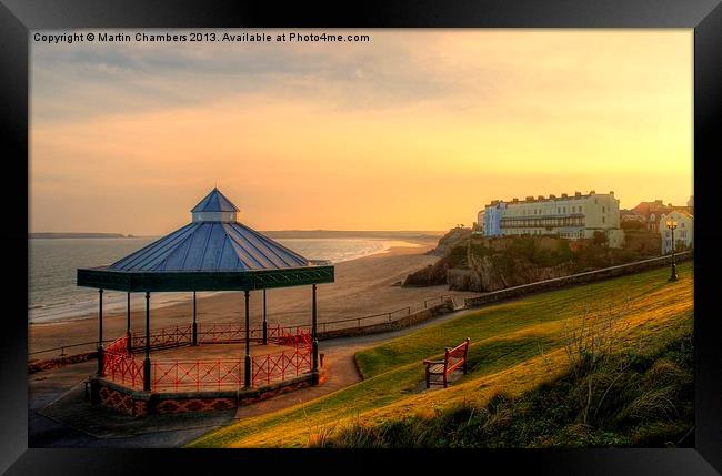 Bandstand and South Beach Tenby Framed Print by Martin Chambers