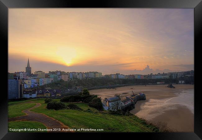 Dusk over Tenby Framed Print by Martin Chambers