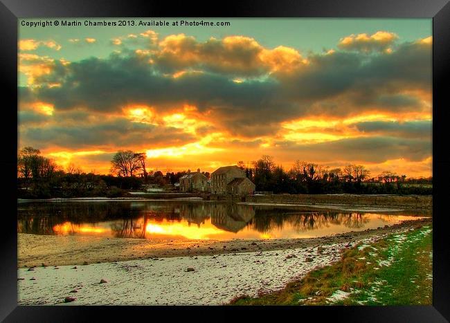 Sunset Over Tidal Mill Framed Print by Martin Chambers