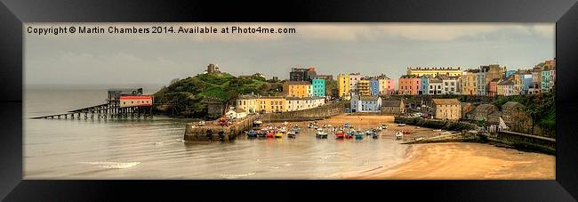 Tenby in March Panorama Framed Print by Martin Chambers