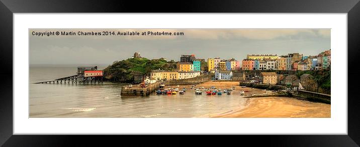 Tenby in March Panorama Framed Mounted Print by Martin Chambers
