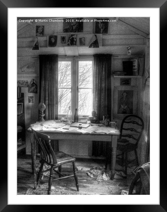 Dylans Desk in The Writing Shed  Framed Mounted Print by Martin Chambers