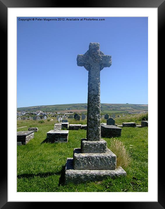 Celtic Cross Gravestone Framed Mounted Print by Peter Magennis
