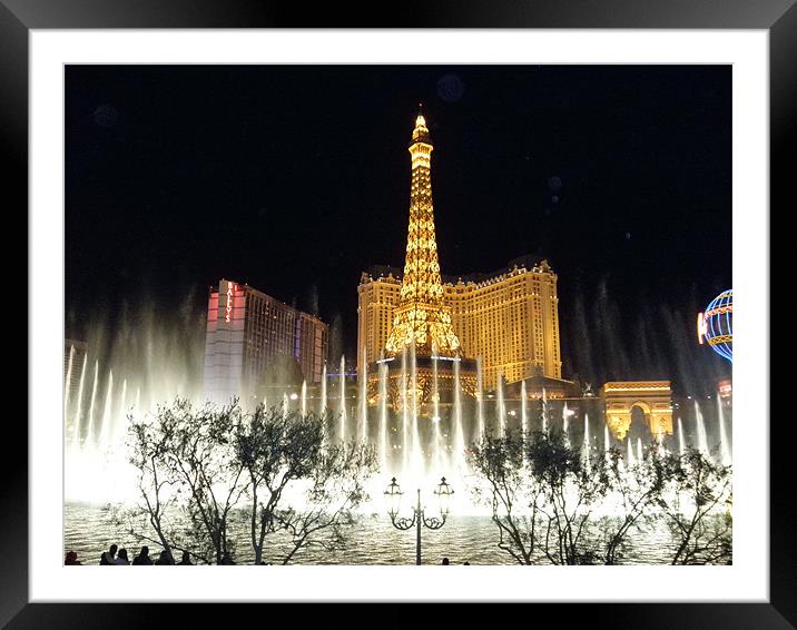 Bellagio Fountains by night Framed Mounted Print by Tim Samuel