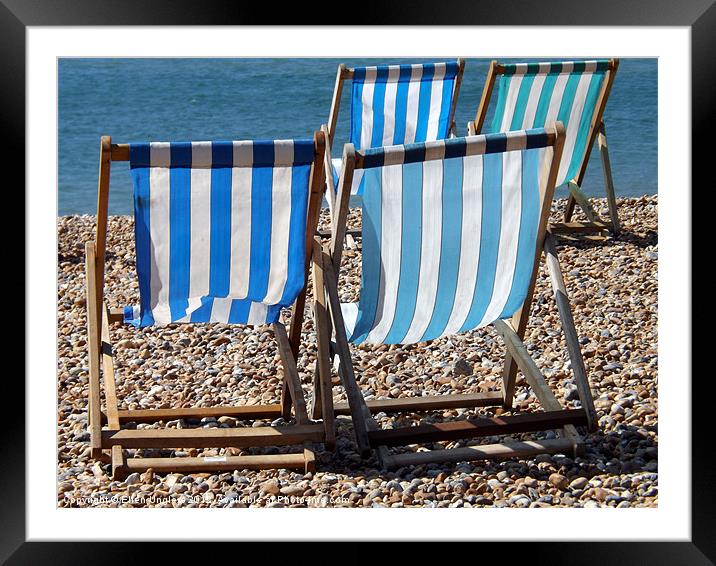 Deckchairs Framed Mounted Print by Ellen Ungless