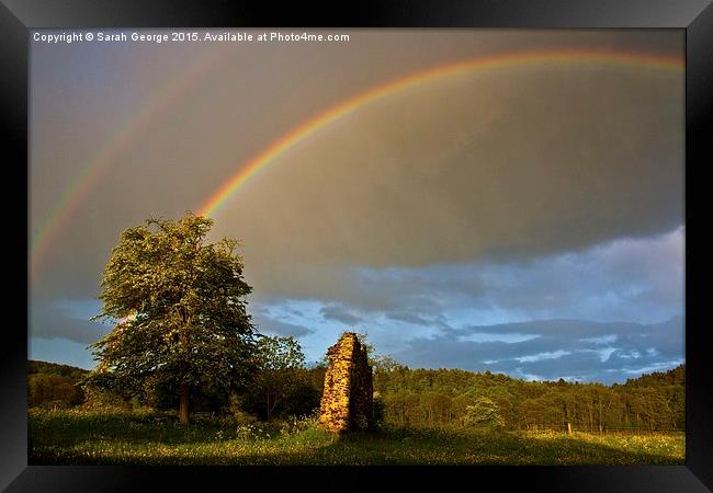 Double Rainbow at Waverley Abbey Framed Print by Sarah George