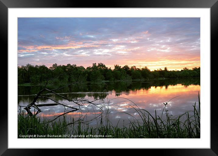 sunrise over the lake Framed Mounted Print by Daniel Duchacek