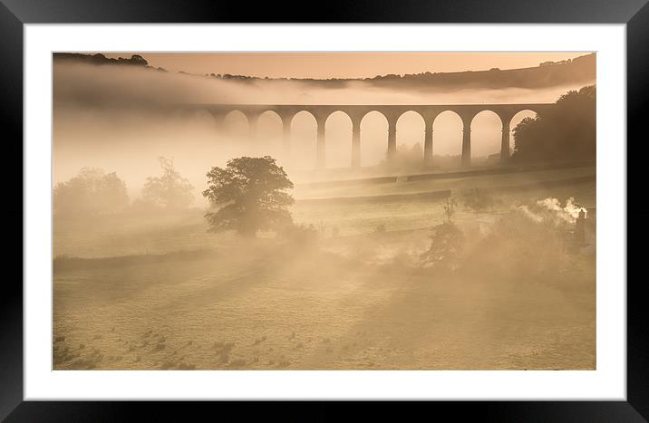 Autumnal morning, Calstock Viaduct Framed Mounted Print by nigel allison