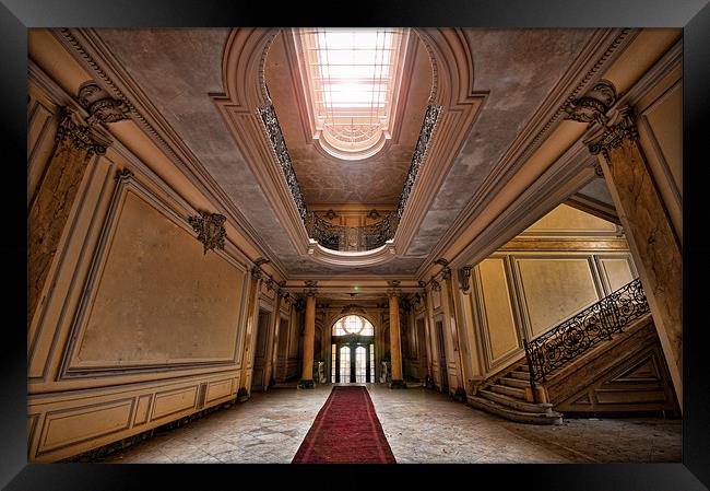 chateau lumiere main hallway. Framed Print by michael perry