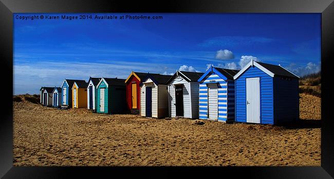 Southwold Beach Huts Framed Print by Karen Magee