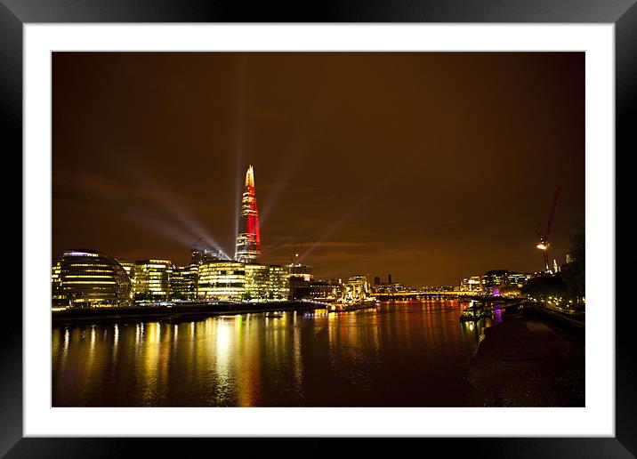 Shard's Inauguration in Red Framed Mounted Print by Vitor Da Silva