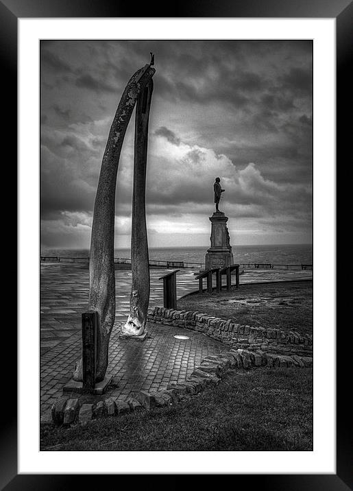 Whitby Whale bones with James Cook Framed Mounted Print by Jason Green