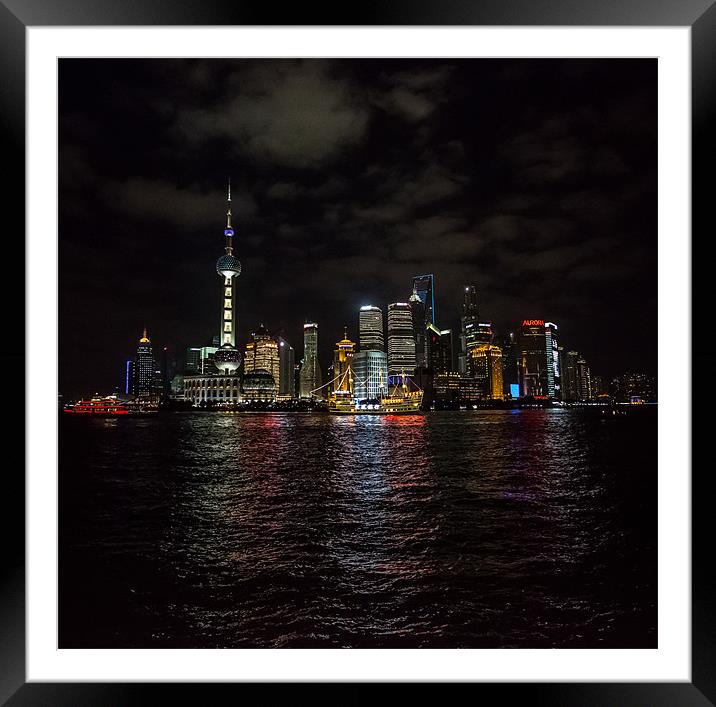Shanghai Skyline Framed Mounted Print by Malcolm Smith