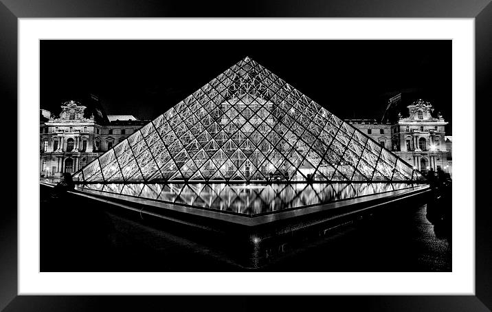 Musée du Louvre at night Framed Mounted Print by Malcolm Smith