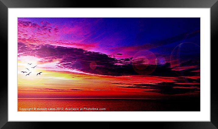 wales sunrise in pencil crayon Framed Mounted Print by stewart oakes
