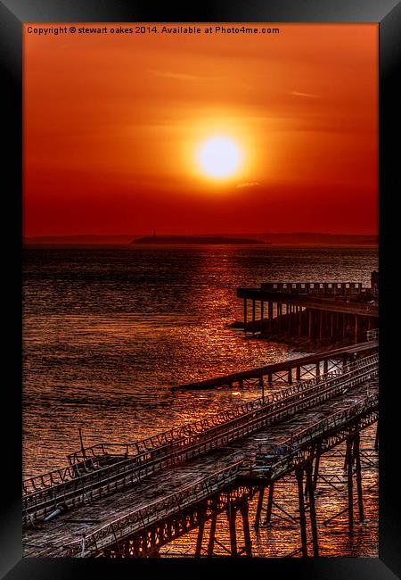 Birnbeck Pier sunset Framed Print by stewart oakes