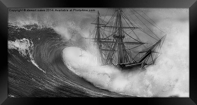 HMS Warrior High seas 1860  B&W Framed Print by stewart oakes