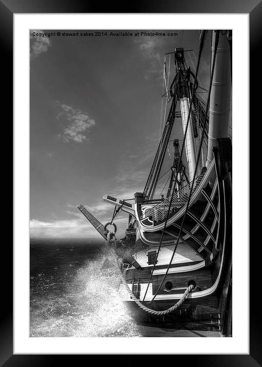 HMS Victory Dark Times B&W Framed Mounted Print by stewart oakes