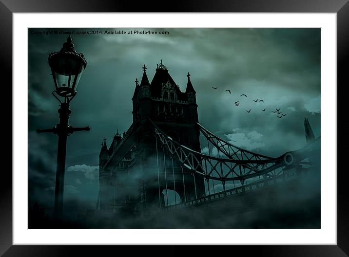 Tower Bridge Black out Framed Mounted Print by stewart oakes