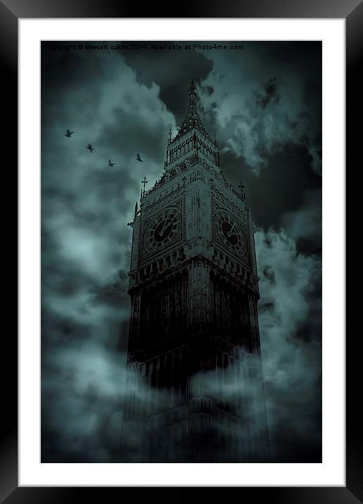Big Ben 1859 London Black out Framed Mounted Print by stewart oakes